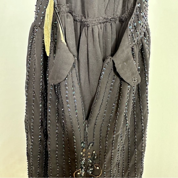 NWT Altar’d State Raven Beaded Sequin Backless Halter Mini Dress in Black - Picture 7 of 10